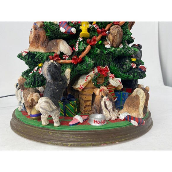 Danbury Mint Shih Tzu Christmas Tree Lighted Dog Puppy Holiday Decor Complete - Picture 3 of 16
